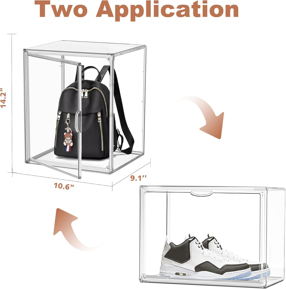 10 Pcs Clear Purse Storage Boxes, Plastic Shoe Boxes Stackable Acrylic Display Case Shoe Organizer