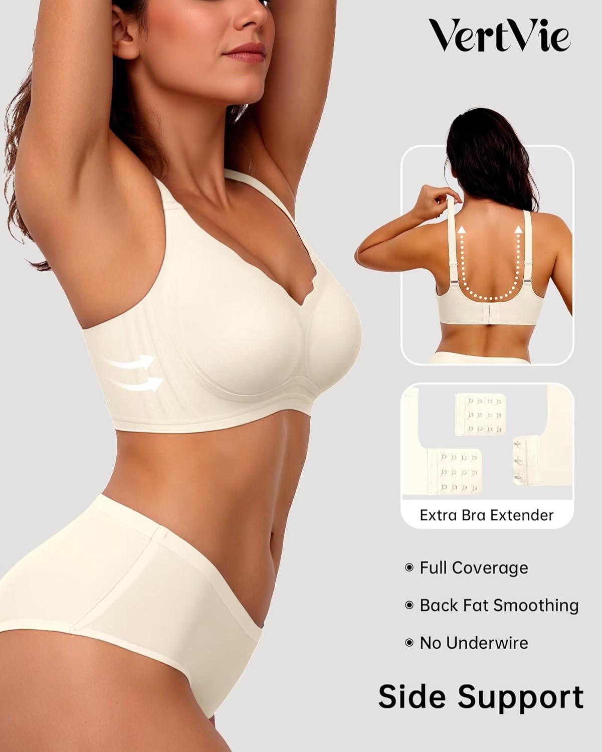 Vertvie Womens Seamless Bras No Underwire Supportive Wireless Push Up Full Coverage Bralette