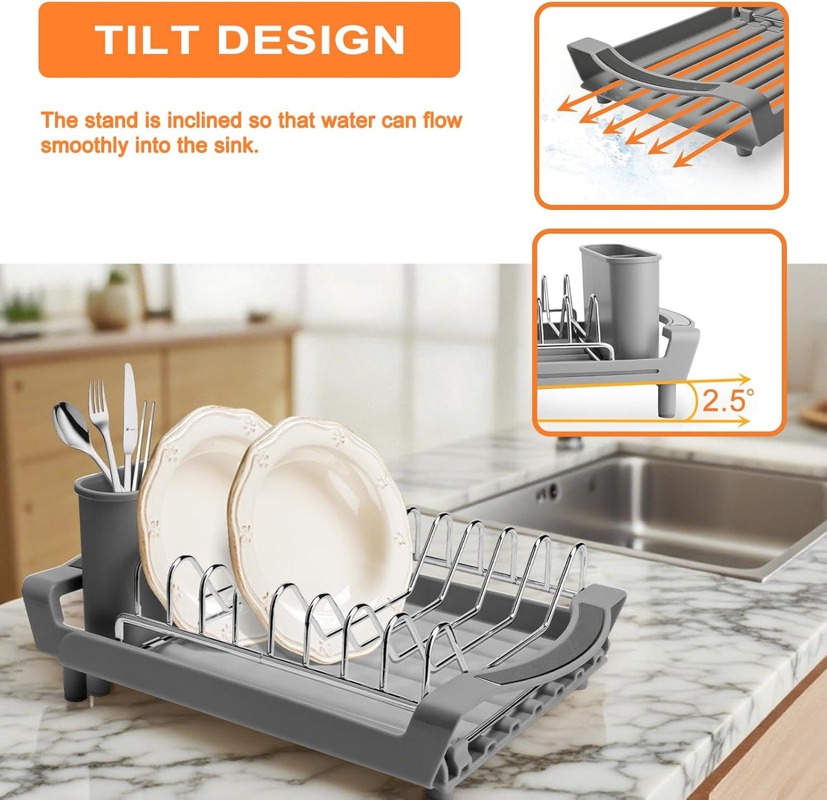 Dish Drying Rack Compact Expandable - A Space-Saving, Stainless Steel, Rust-Resistant Dish Drainer