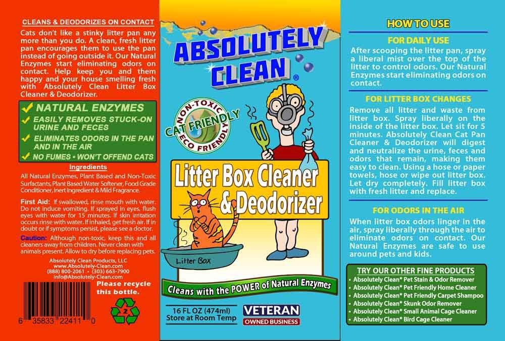 Absolutely Clean Litter Box Cleaner and Deodorizer, Eliminate Odors Quickly, Neutralizes Urine and
