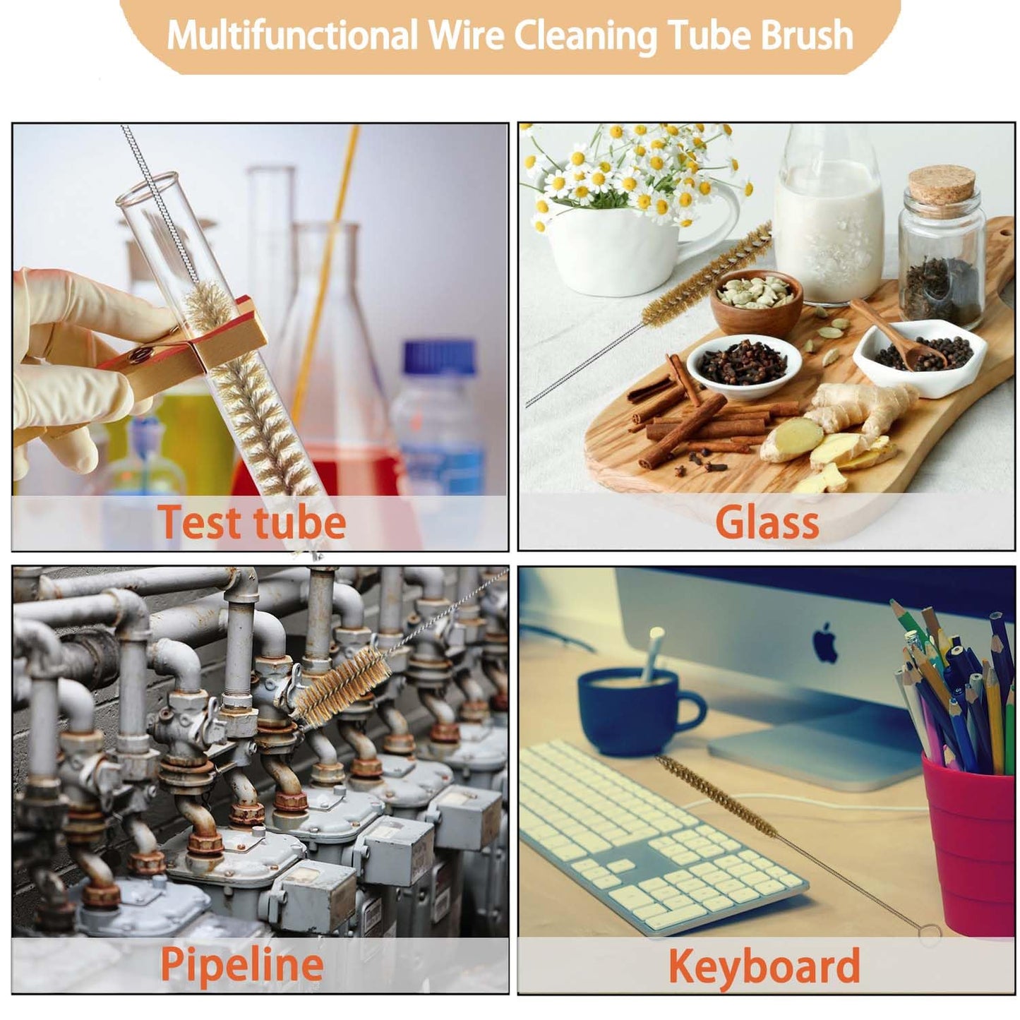 7pcs Brass Tube Brushes Bottle Brush Wire Tube Brushes,Long Wire Cleanling Brushes,Tube Cleaning