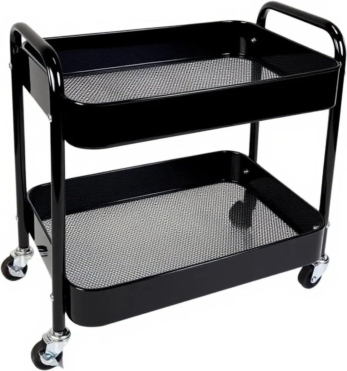 2 Tier Rolling Cart with Wheels for Under Desk Storage & Pantry Storage, Large Capacity Laundry