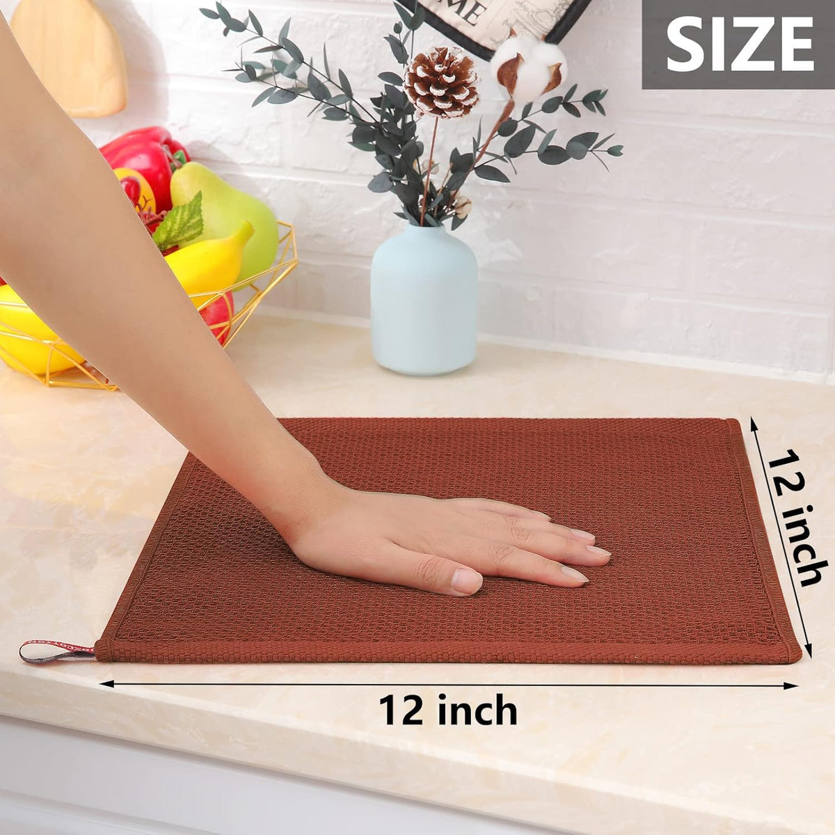 Homaxy 100% Cotton Waffle Weave Kitchen Dish Cloths, Ultra Soft Absorbent Quick Drying Dish Towels