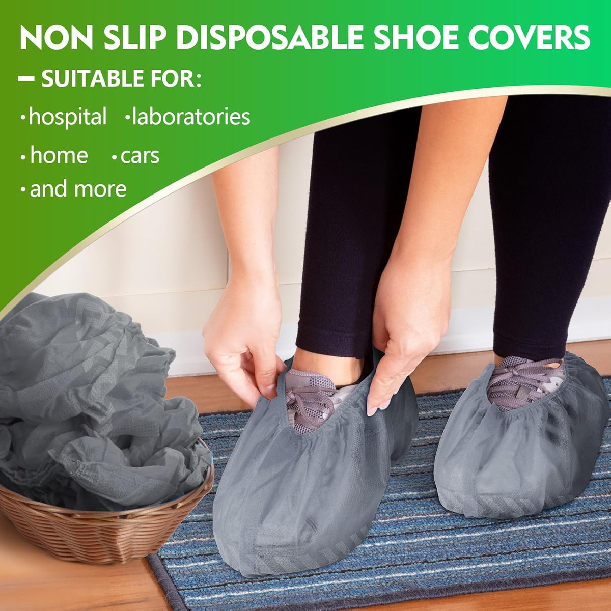 Zhanmai 300 Pack Disposable Shoe Covers Non Slip Disposable Large Foot Booties Shoe Covers for