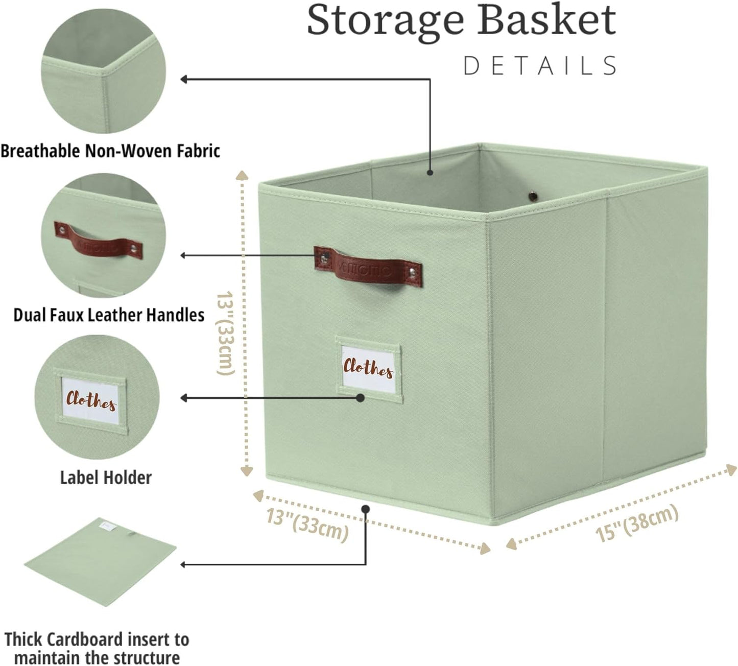 DECOMOMO Storage Baskets, 13x15x13 Storage Cube Bins with Labels for Organizing Shelves Kallax