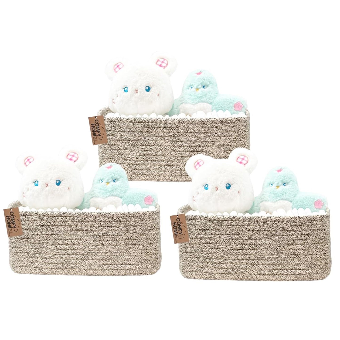 COMFY-HOMI 11.5"x7.5"x4.7" Storage Baskets for Organizing | Cotton Rope Woven Basket | Toy Storage