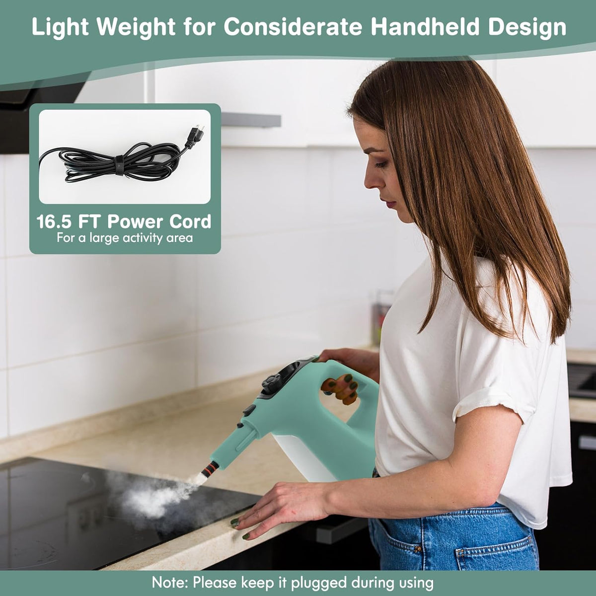 COSTWAY Handheld MultiPurpose Steam Cleaner with 17 Pieces, 350ml Large Capacity Steam Mop