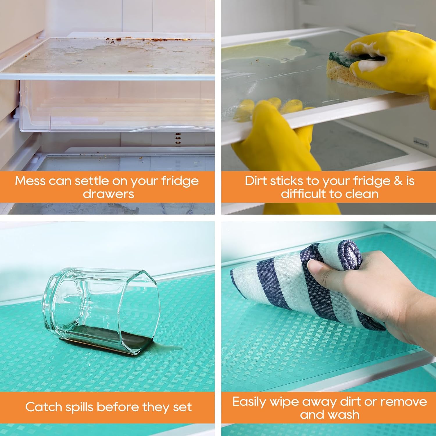 Blue Shelf Liners for Kitchen Cabinets Refrigerator Liners Waterproof & Oil-Proof Kitchen Cupboard
