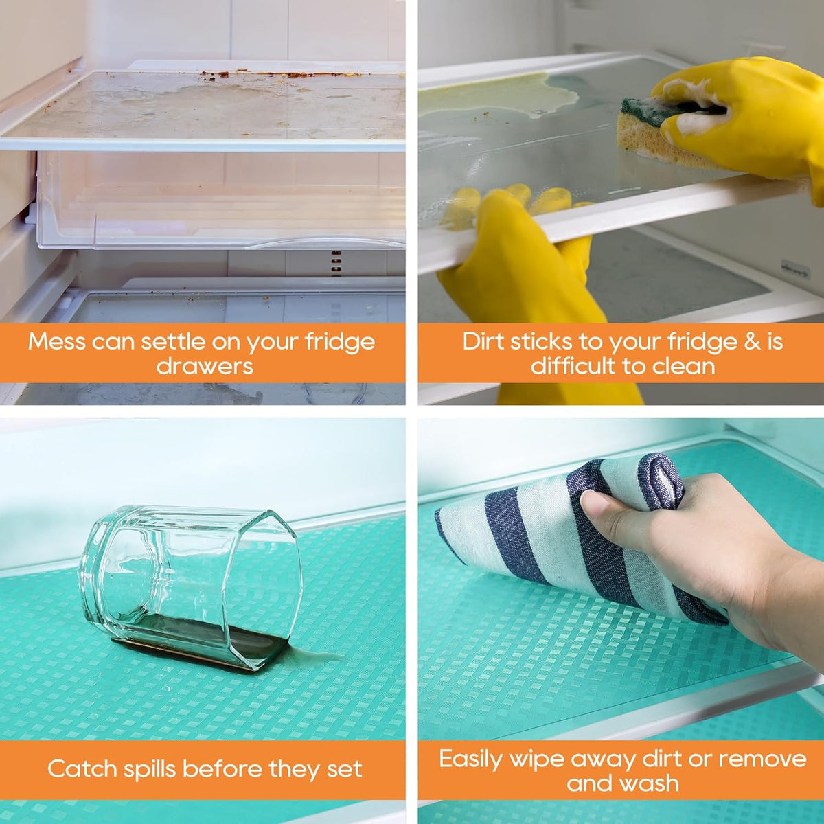 Blue Shelf Liners for Kitchen Cabinets Refrigerator Liners Waterproof & Oil-Proof Kitchen Cupboard