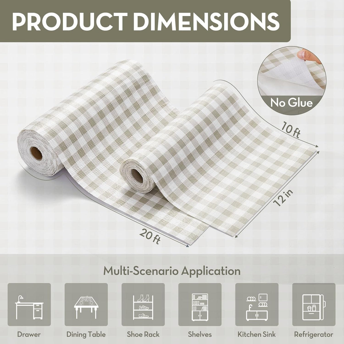 Drawer and Shelf Liner for Kitchen Cabinet Liner Non-Adhesive Non-Slip Shelf Thick Strong Grip