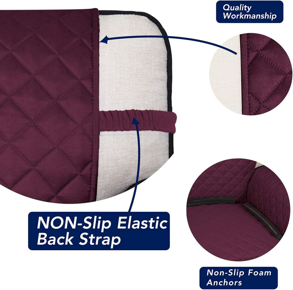 PureFit Reversible Quilted Sofa Cover, Water Resistant Slipcover Furniture Protector, Washable