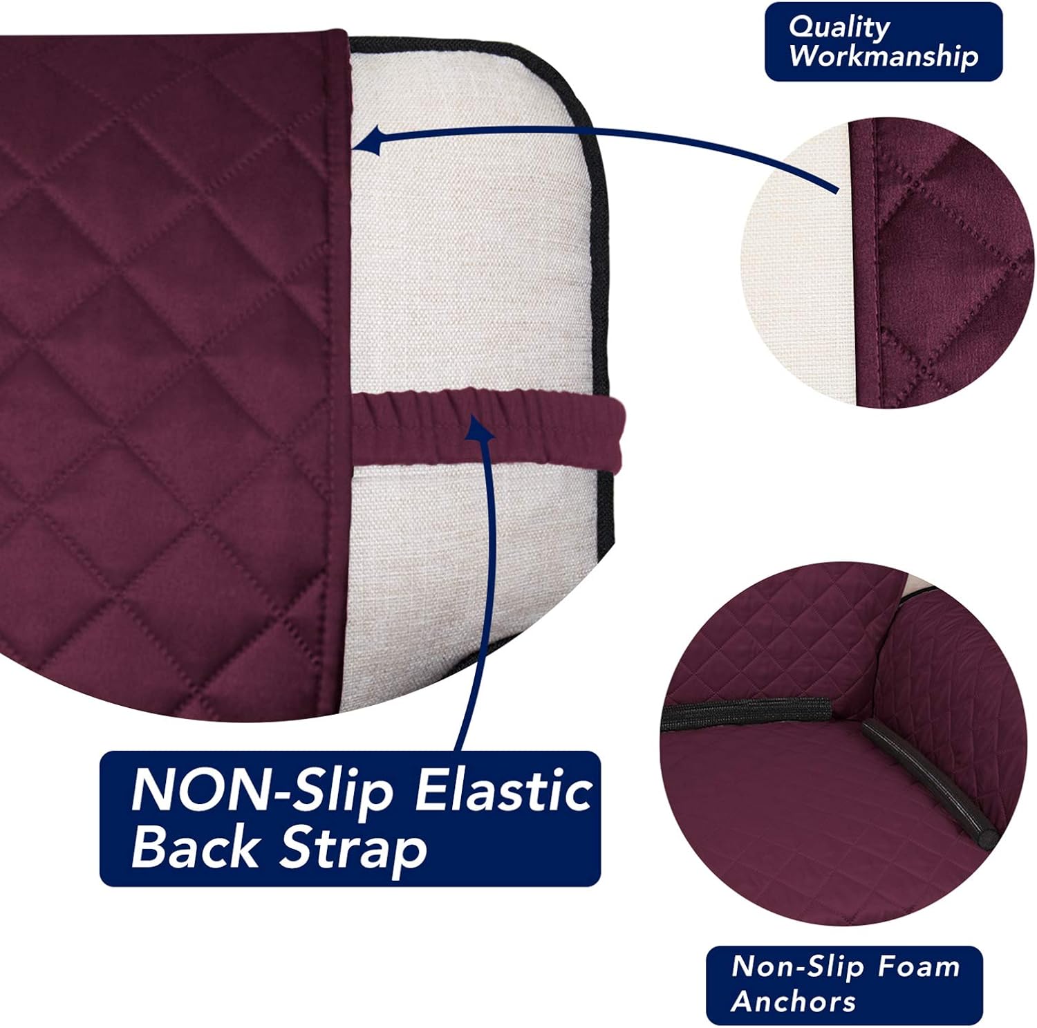 PureFit Reversible Quilted Sofa Cover, Water Resistant Slipcover Furniture Protector, Washable