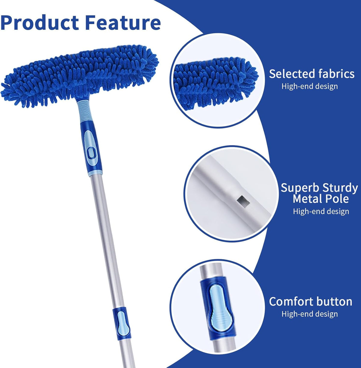LOMIDA Professional Window Squeegee Kit - 62" Lightweight Aluminum Pole, 2 in 1 Rotatable Window