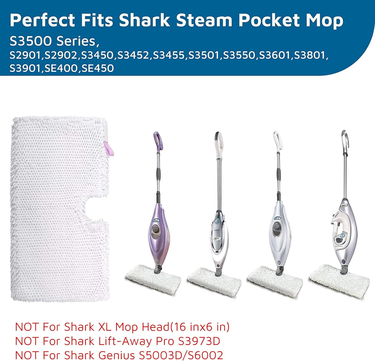 Flammi Steam Mop Replacement Pads for Shark Steam Pocket Mop S3500 Series S3501 S3601 S3550 S3901