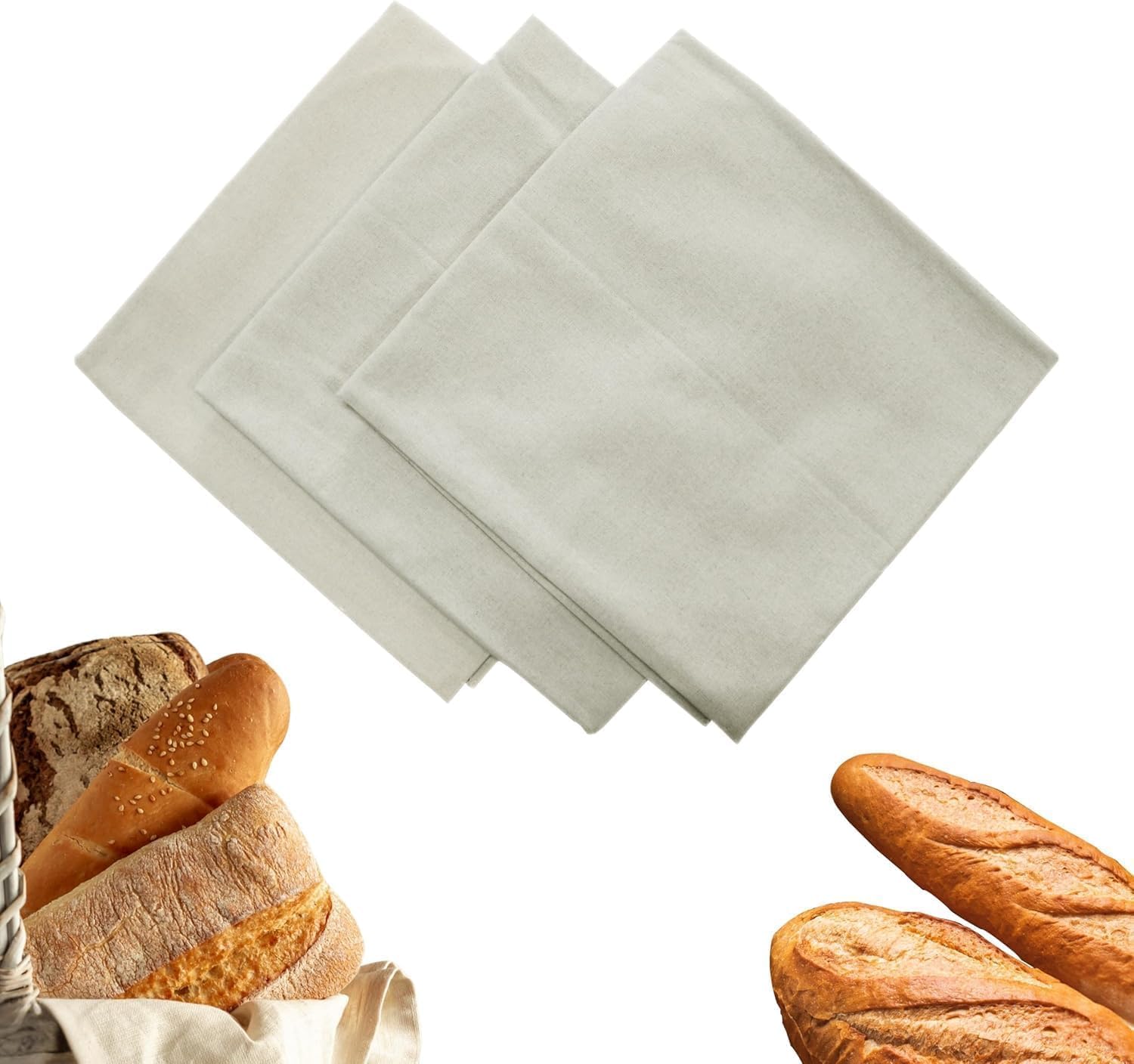 WHITEWRAP Flour Sack Towels for Bread Dough Proofing – 100% Unbleached Cotton, Thick Reusable