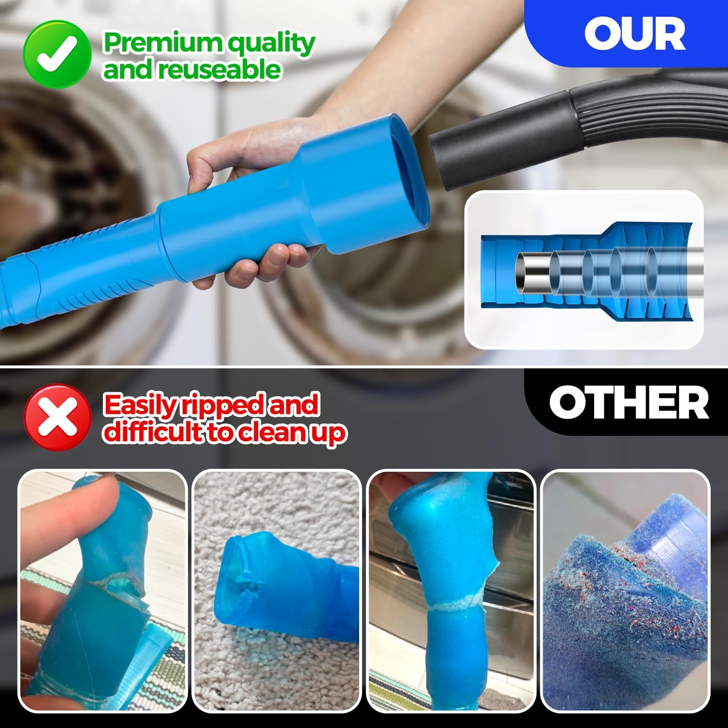 Holikme 2 Pieces Dryer Vent Cleaner Kit, Dryer Lint Vacuum Attachment and Flexible Dryer Lint
