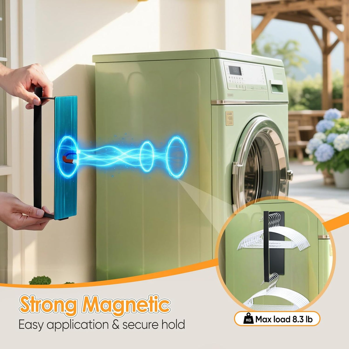 Magnetic Hanger Organizer, Strong Magnetic Hanger Holder for Washing Machine Dryer, Laundry Room