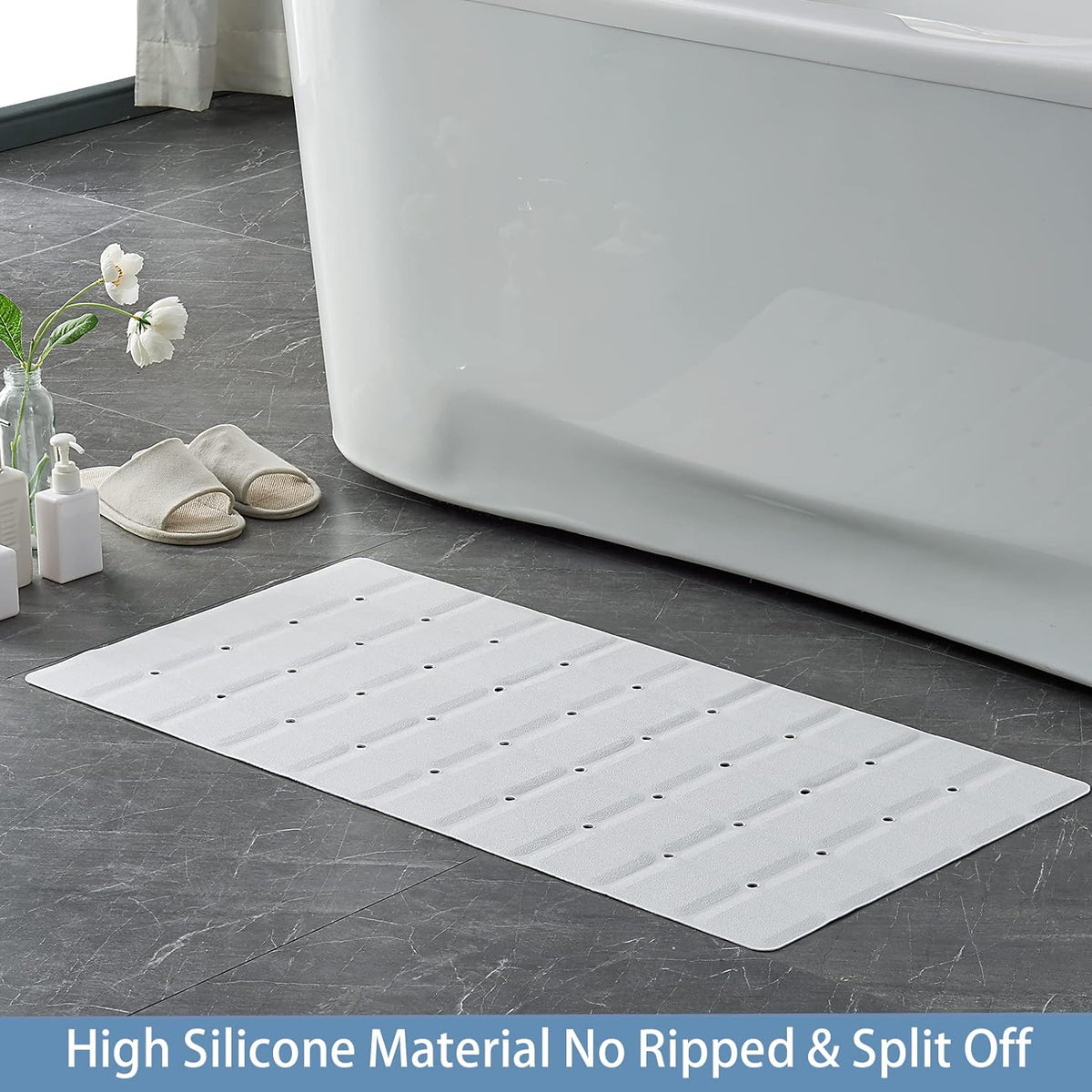 Foldable Silicone Bathtub Mat: Jumbo Size Heavy Duty Safety Bath Mat for Tub Without Suction Cups