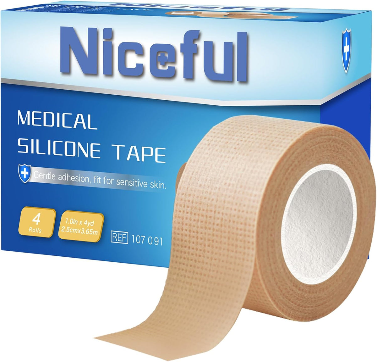 4 Rolls Medical Tape 1" x 4 Yard - Silicone Tape for Wound Care, Secures Dressings and Gauze, Easy