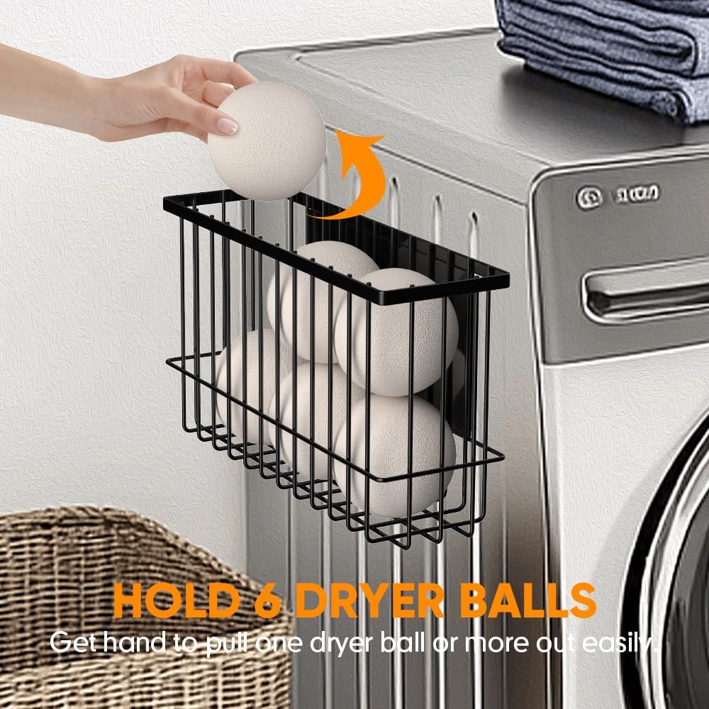 Magnetic Dryer Ball Holder for Laundry Room Organization and Storage, Magnetic Lint Bin for Laundry
