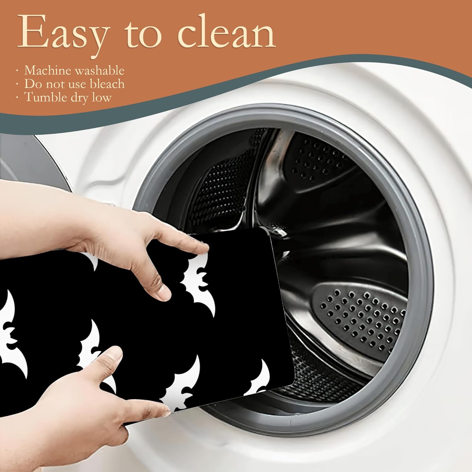 Halloween Black White Dish Drying Mats 18x24 Inch,Halloween Bats Dish Pad Drying Rack Mat for