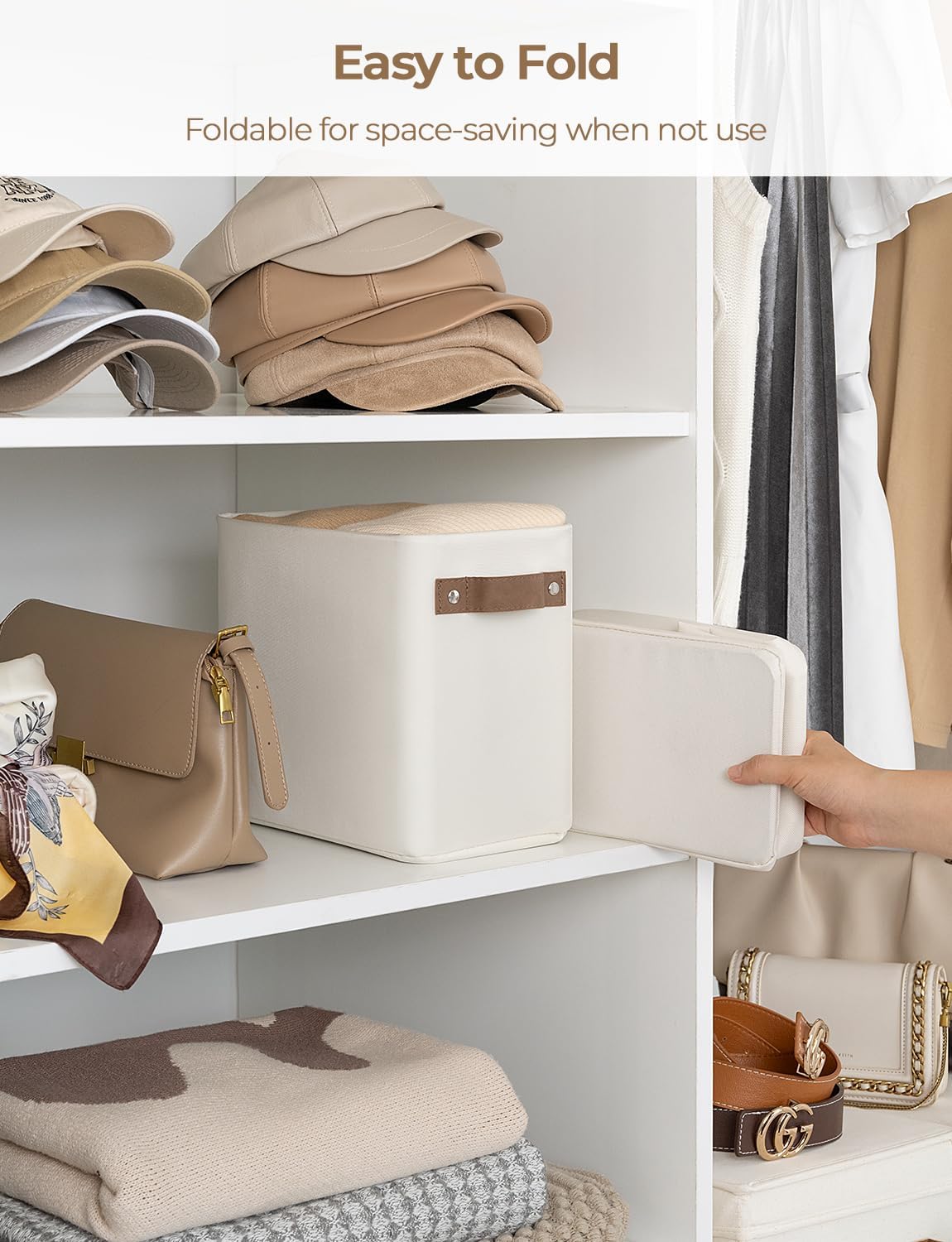 StorageWorks Narrow Storage Bins, Small Basket for Closet and Shelves, Rectangular Fabric Organizer