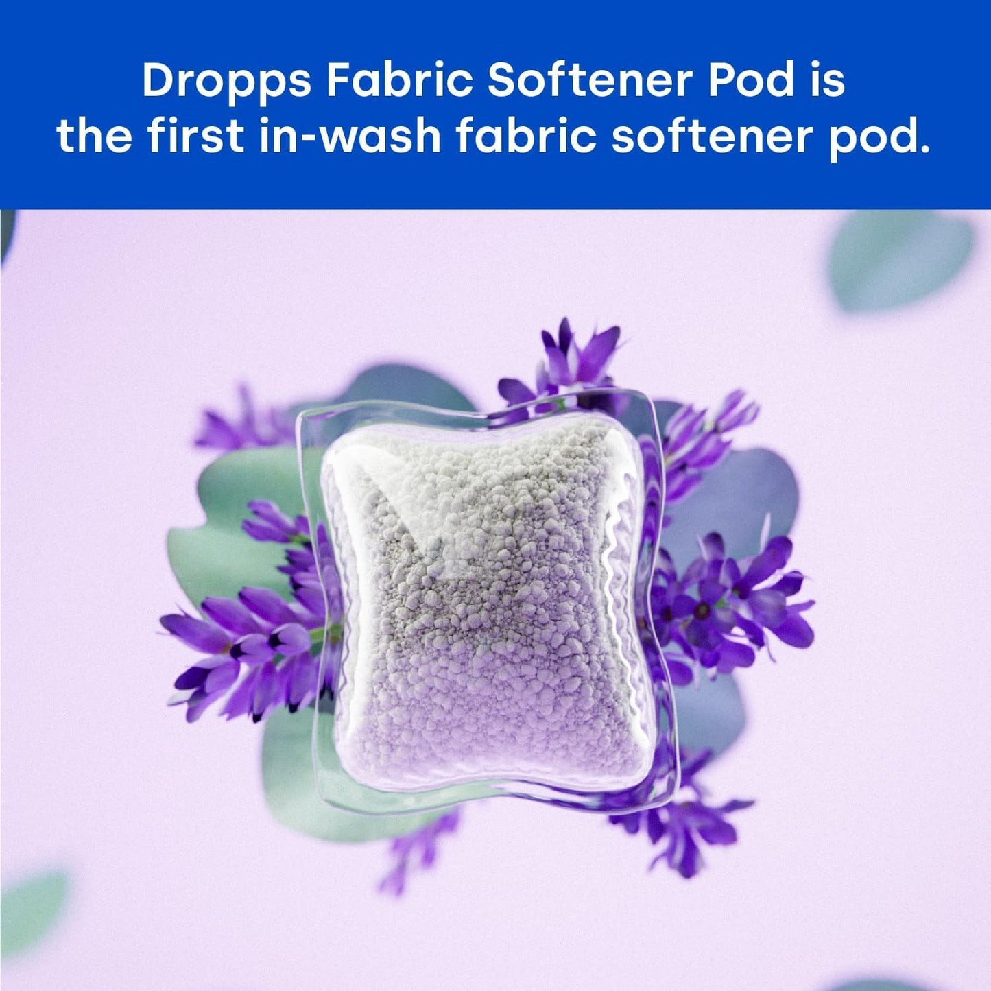 Dropps Laundry Fabric Softener Pods, Lavender Meadow (64 Pods) - Laundry Additive for Softening &