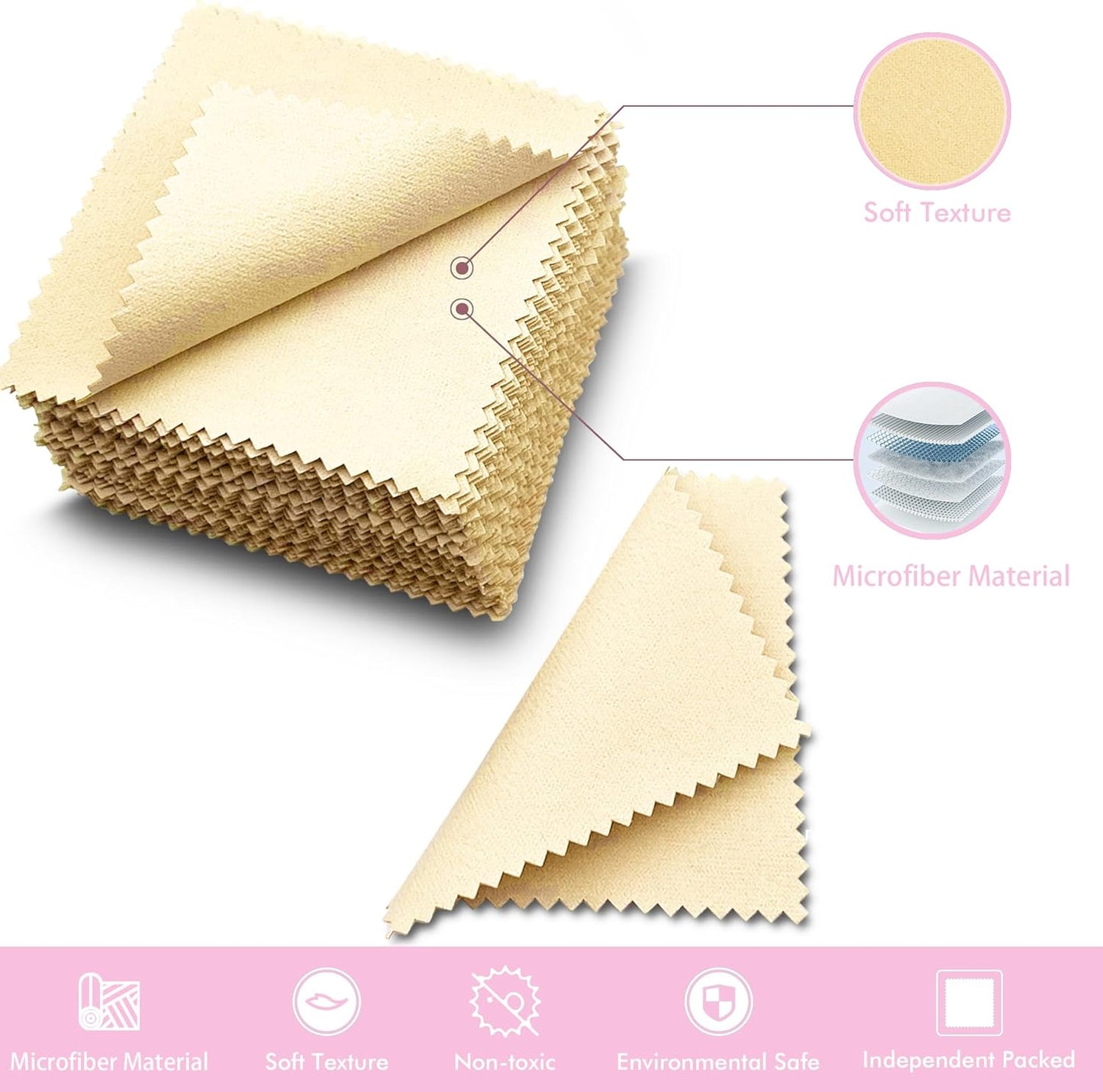 XIAOXINGYUN 120 PCS Jewelry Cleaning Cloth Jewelry Polishing Cloths Individually Wrapped Silver