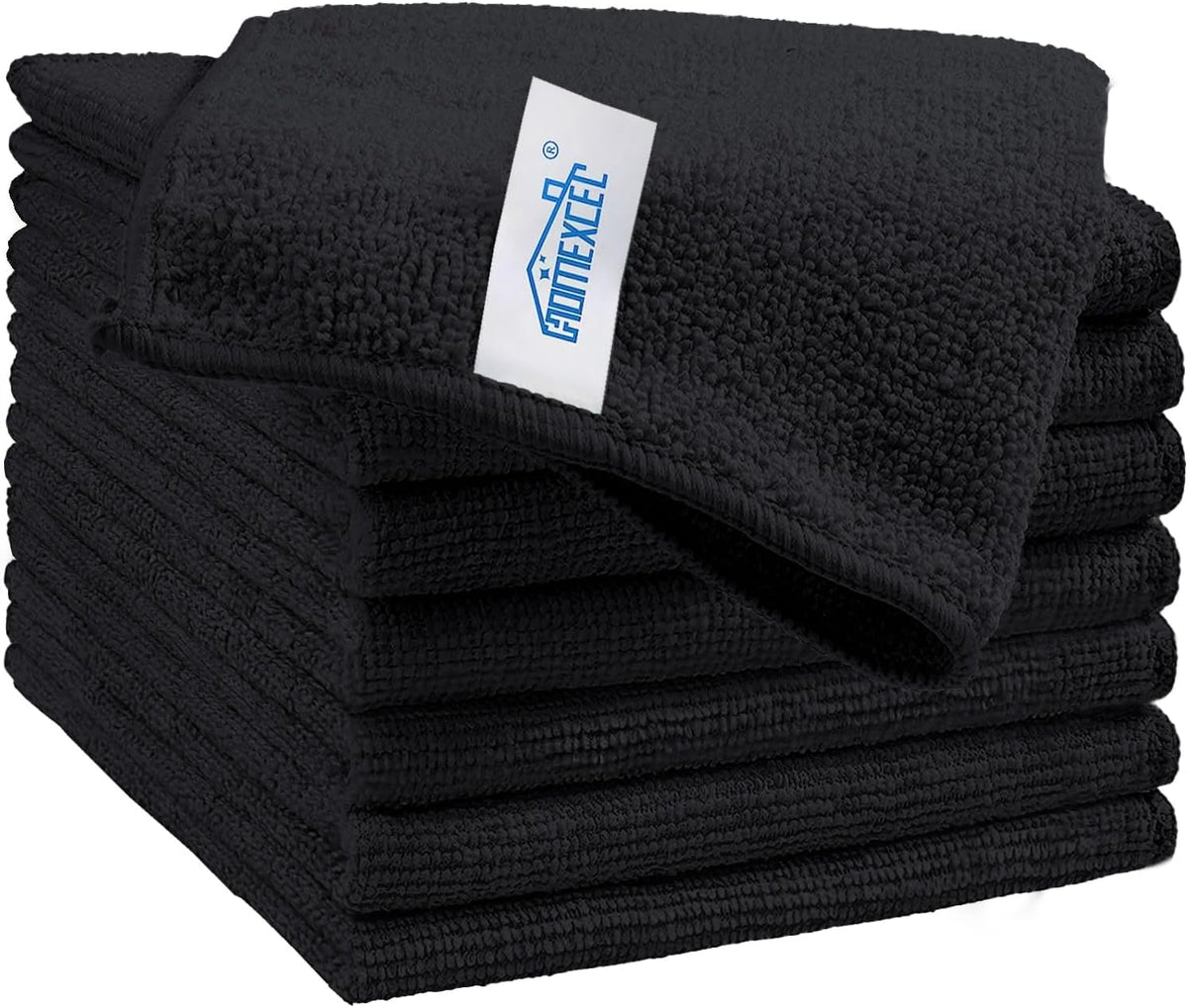 HOMEXCEL Black Microfiber Cleaning Cloth, 8 Pack Cleaning Towels for Kitchen, Lint Free