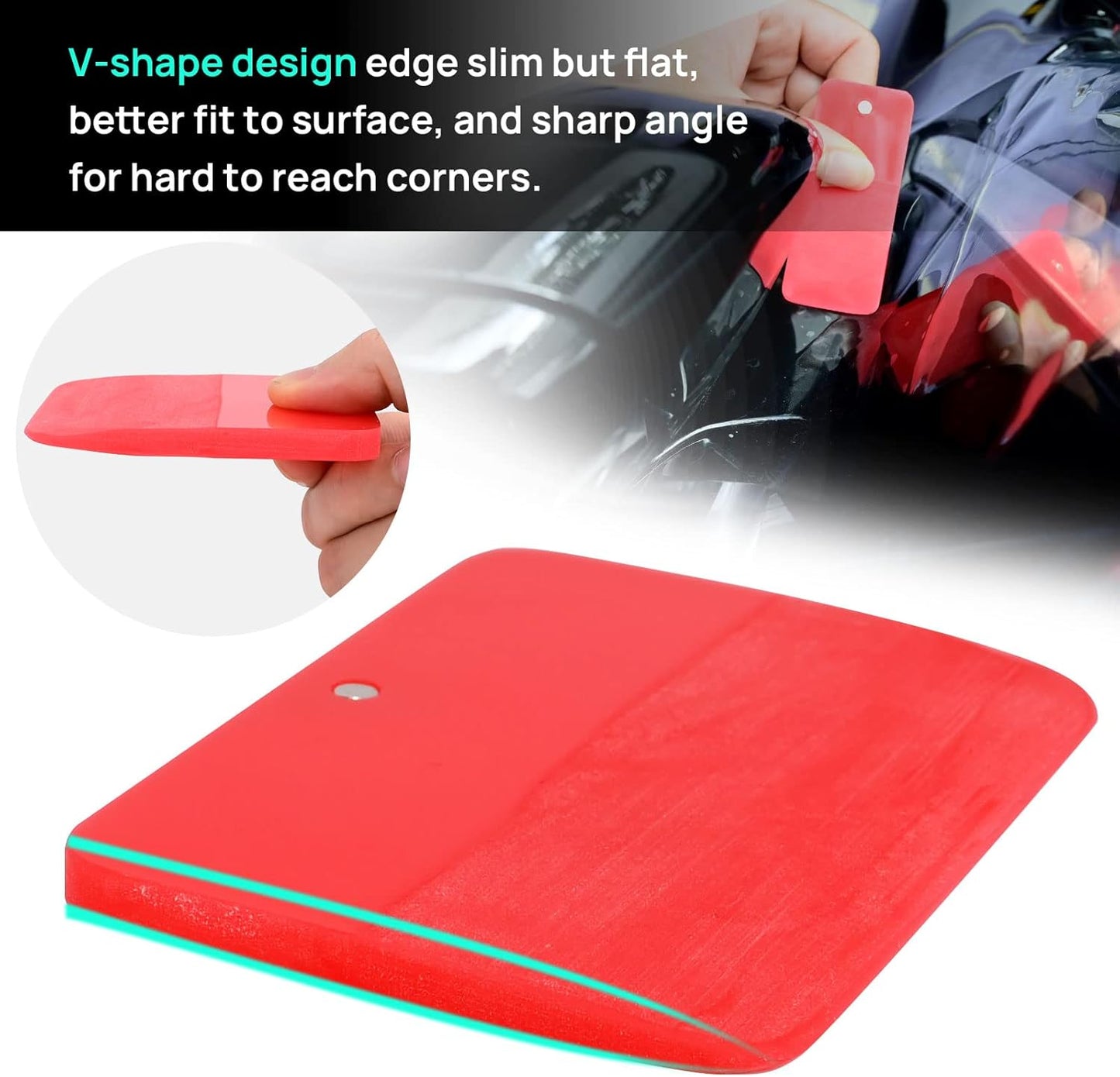 NEWISHTOOL 5 in 1 Magnet PPF Squeegee Kit with Packing Box, Different Sizes 80 Durometer Red TPU
