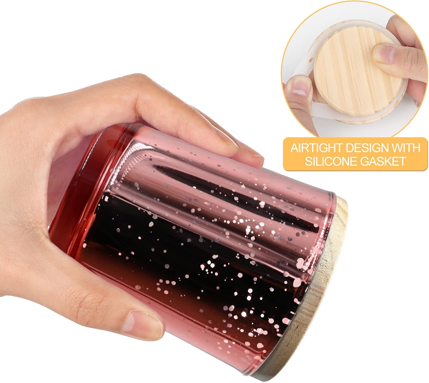 Thick Candle Jars for Making Candles 12 Pcs, 7 OZ Empty Jars with Wood Lids for Candle Making