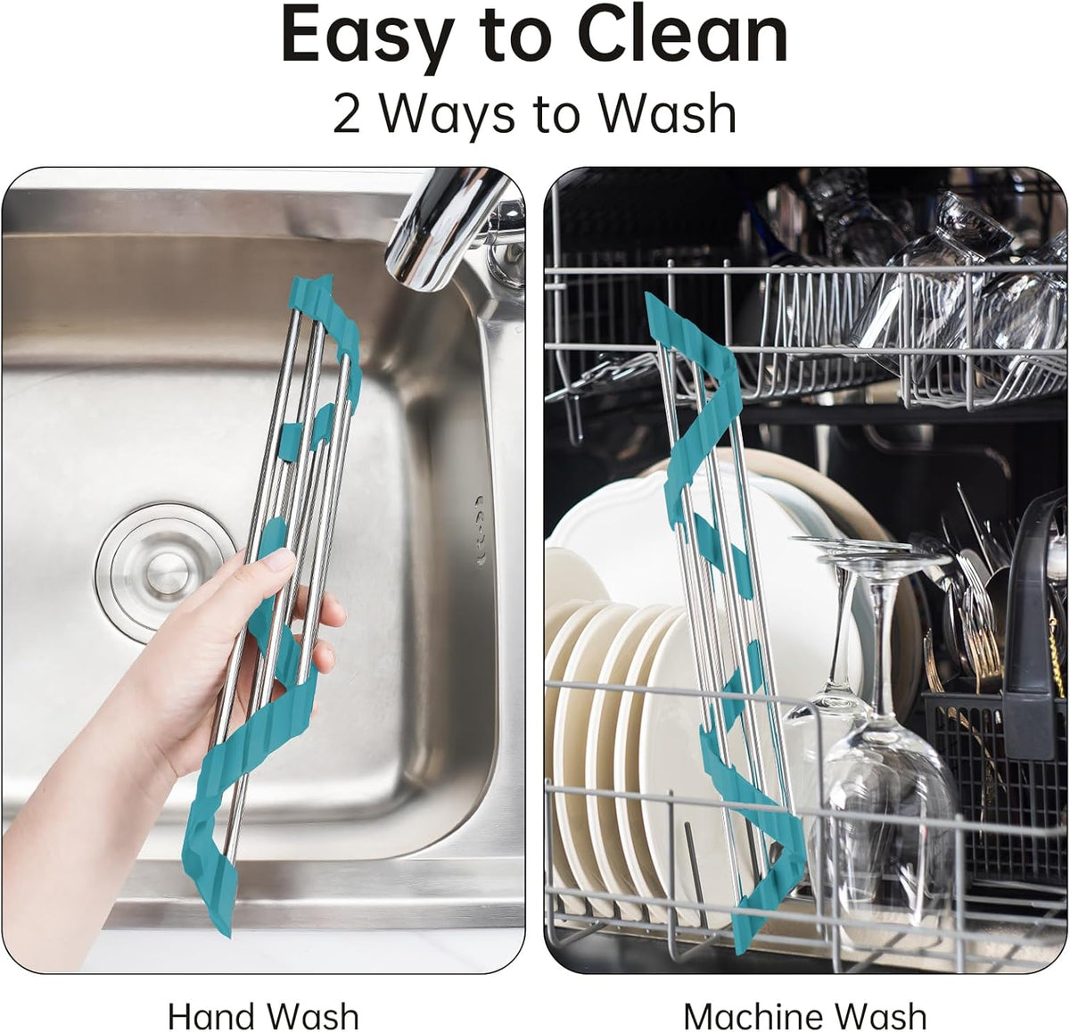 Tomorotec Triangle Roll-Up Dish Drying Rack for Sink Corner Small Foldable Stainless Steel Over The