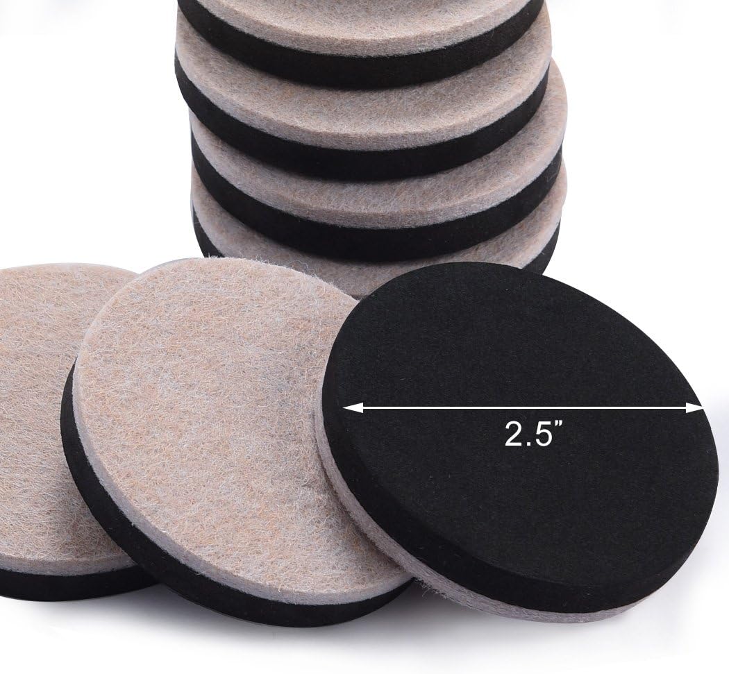 24 PCS 2.5" Felt Furniture Movers Sliders for Hardwood Floors, Reusable Felt Furniture Moving Pads
