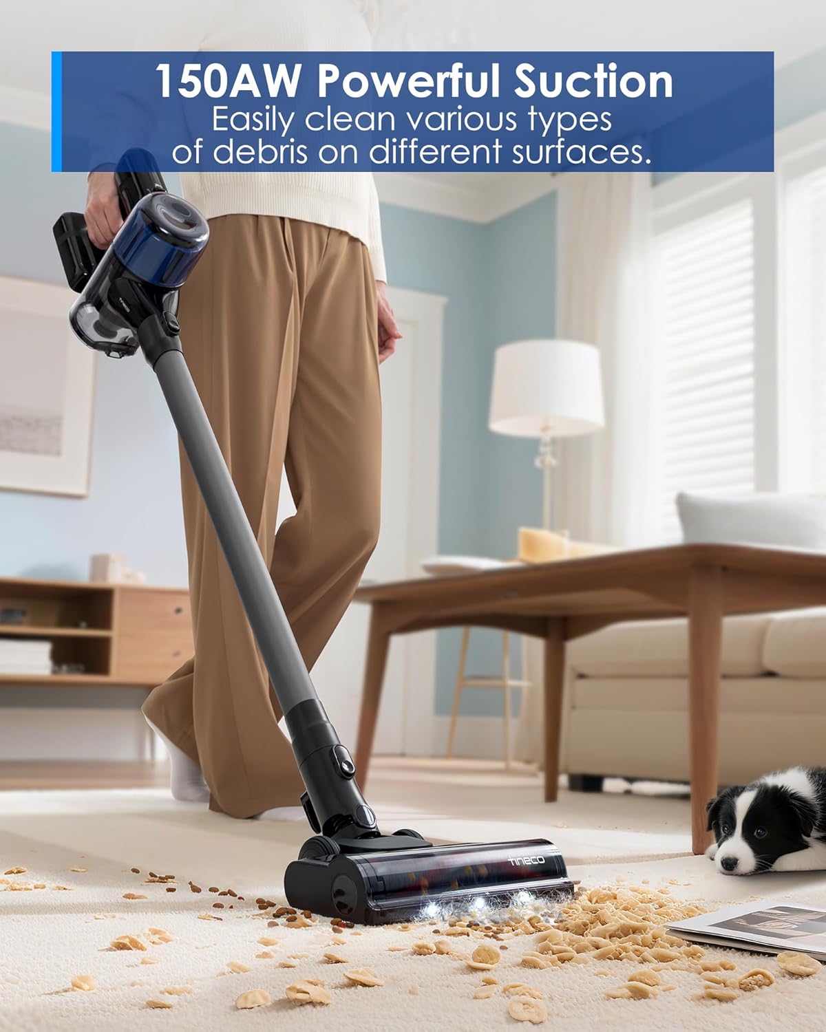 Tineco Pure ONE S30 Cordless Vacuum Cleaner, 150AW Powerful Suction, Zero Tangle Brush, Up to 65min