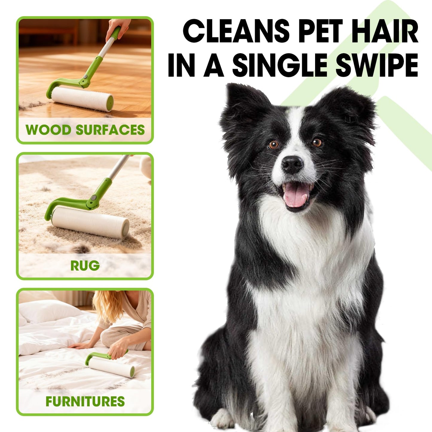 BGUP 10 Inch Lint Roller Refills, 6 Rolls 300 Sheets Large Lint Rollers for Pet Hair Extra Sticky