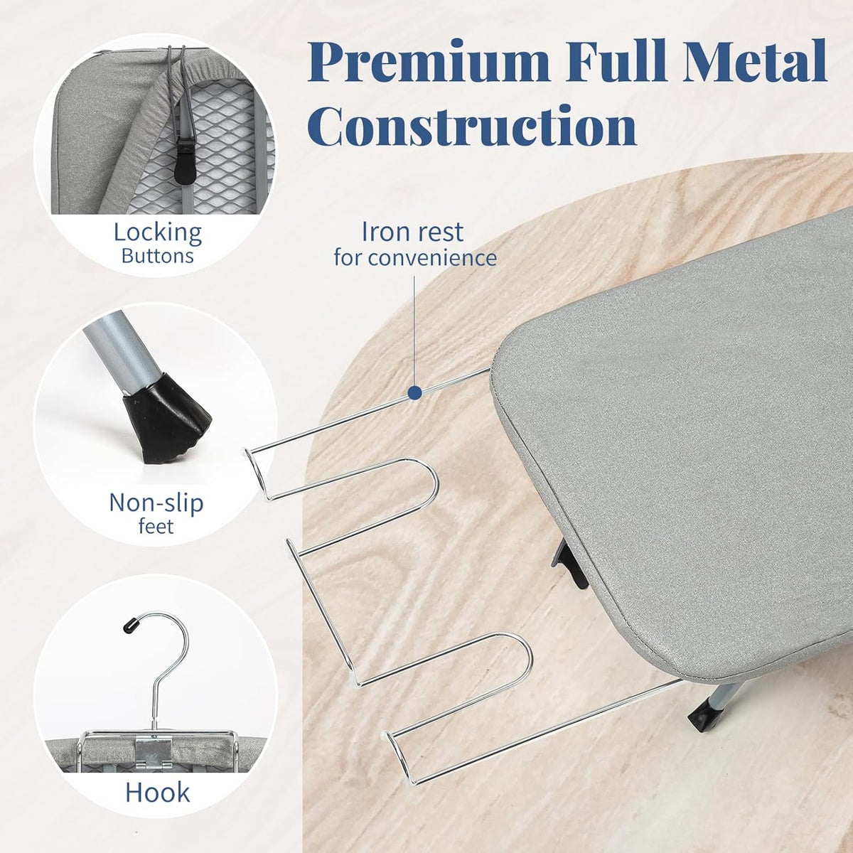 Tabletop Ironing Board with Iron Rest, Small Ironing Board Foldable with Heat Resistant Cover