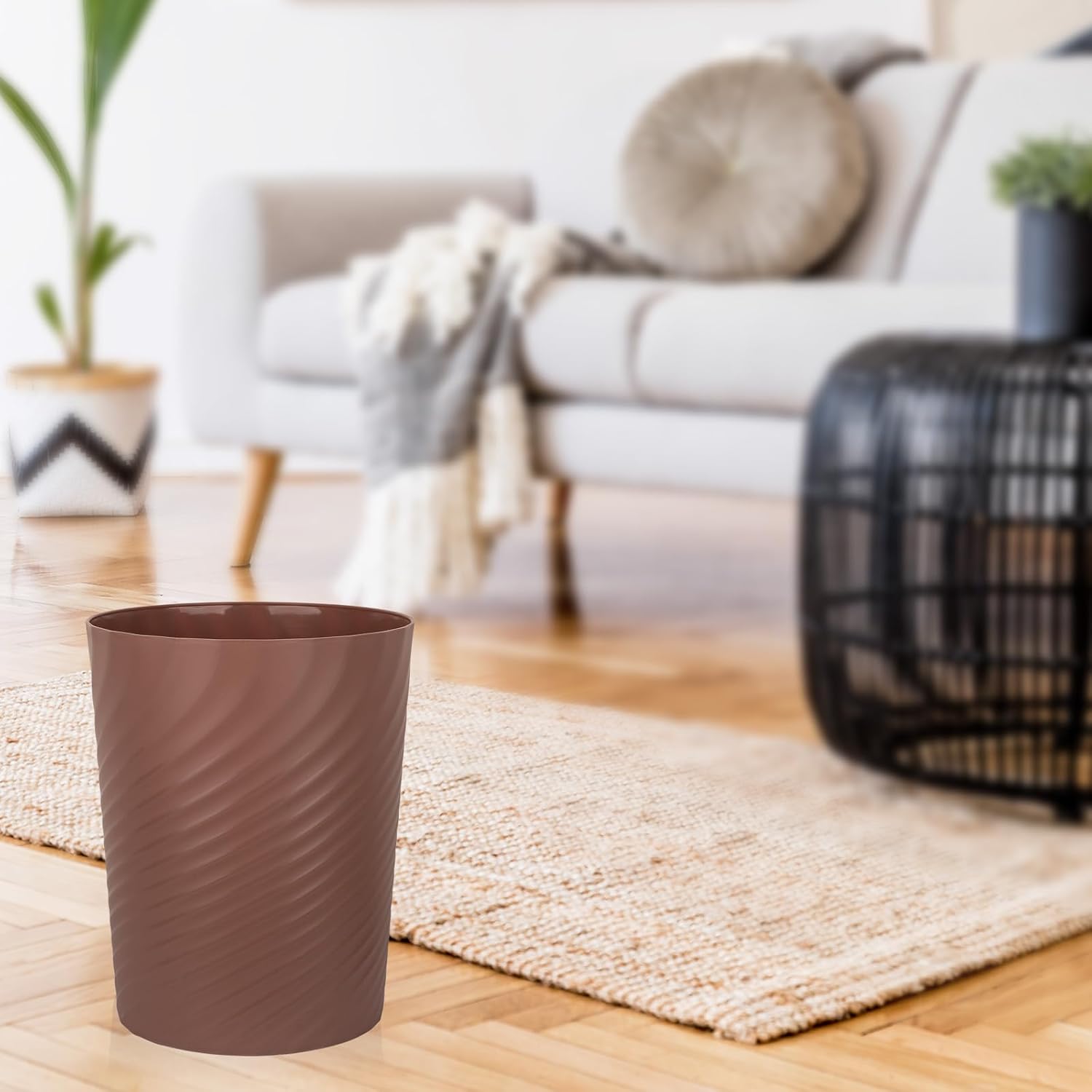 UUJOLY Plastic Trash Can Wastebasket, Garbage Container Basket for Bathrooms, Kitchens, Offices