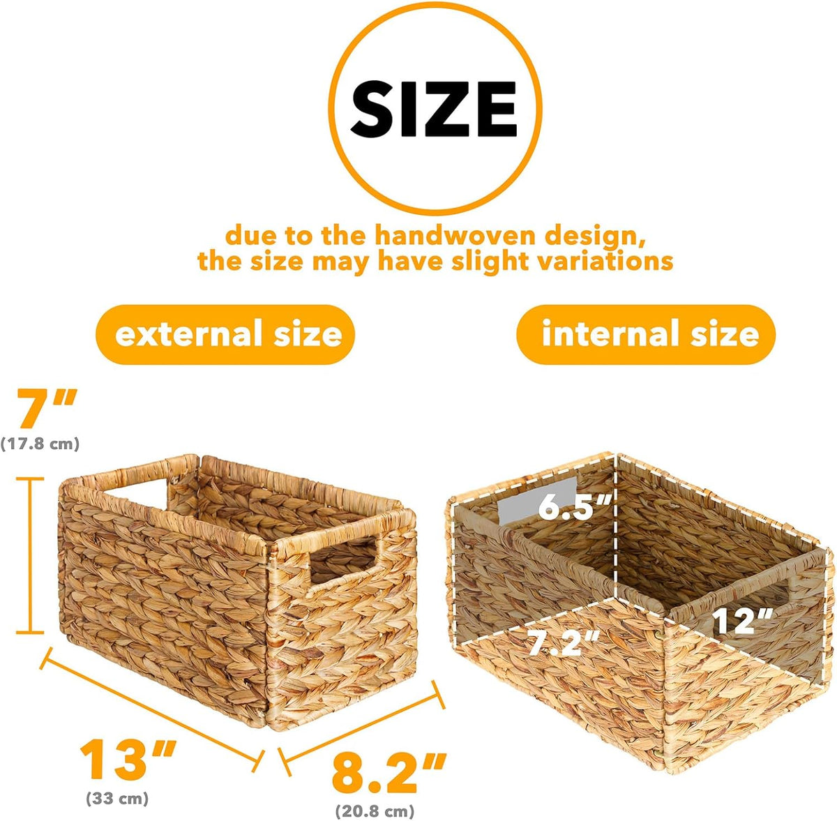 SpaceAid 6 Pack Wicker Basket, Storage Baskets for Organizing, Woven Rattan Basket with Handles for