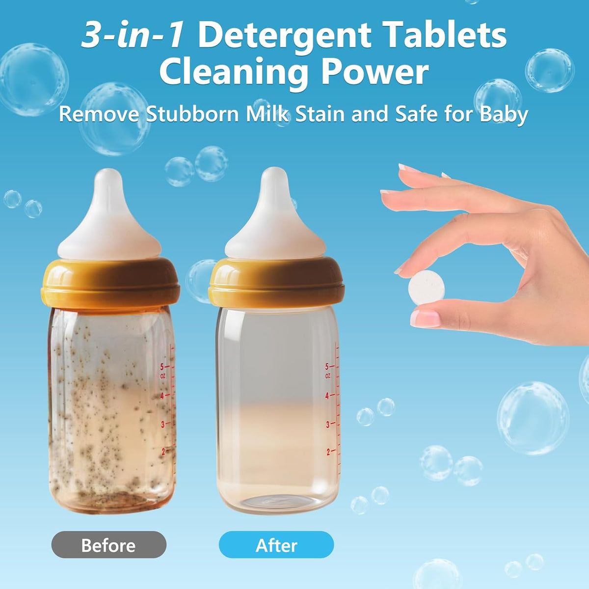 200Pcs Detergent Washing Tablets for Momcozy,Deep Cleaning Baby Brezza Bottle Washer,Compatible