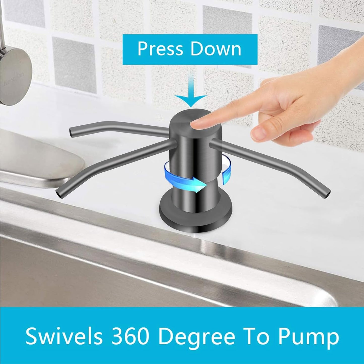 Kitchen Sink Soap Dispenser With 47" Extension Tube Kit, Under Sink Pump, No Need for Refills, Good