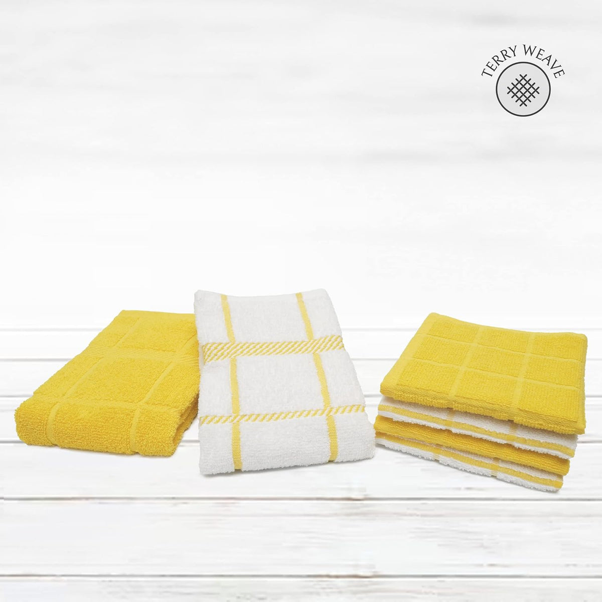 100% Cotton Terry Dish Cloth & Dish Towel, 6 Pack, Super Soft and Absorbent Kitchen Towels, Perfect
