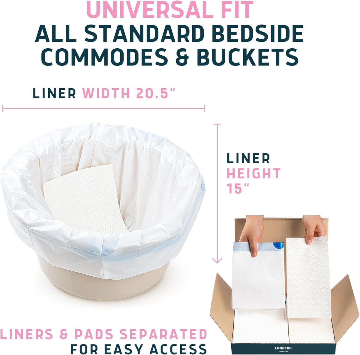 Lunderg 150 Count Value Pack - Rose Scented Disposable Commode Liners and Absorbent Pads for Adult