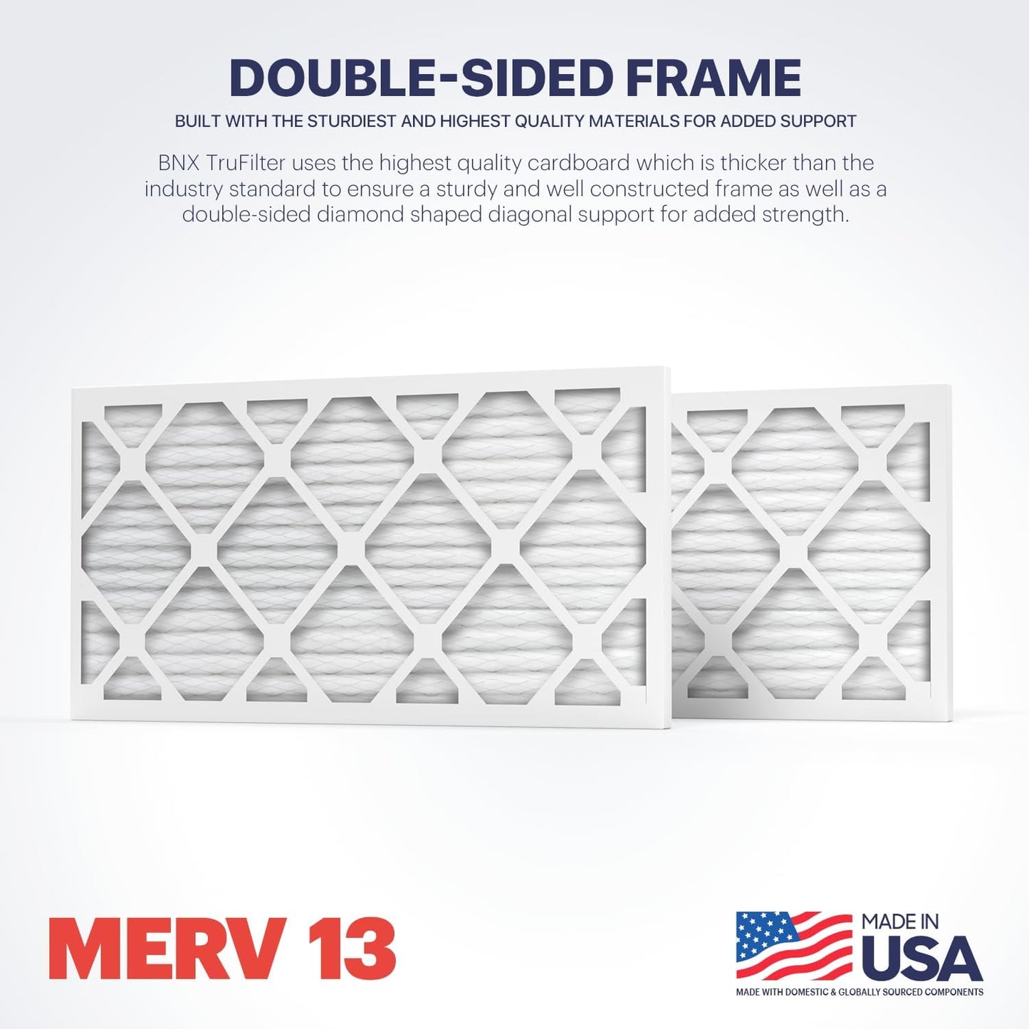 BNX TruFilter 12x30x1 Air Filter MERV 13 (4-Pack) - MADE IN USA - Electrostatic Pleated Air