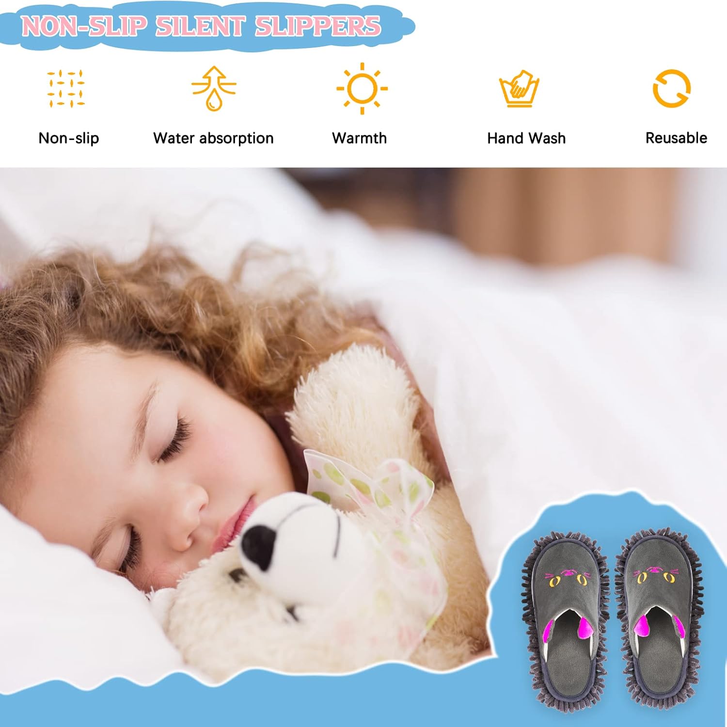 Warm Microfiber Slippers Floor Dust Dirt Hair Mop Slippers Shoes Anti-slip Moccasin Bedroom Home