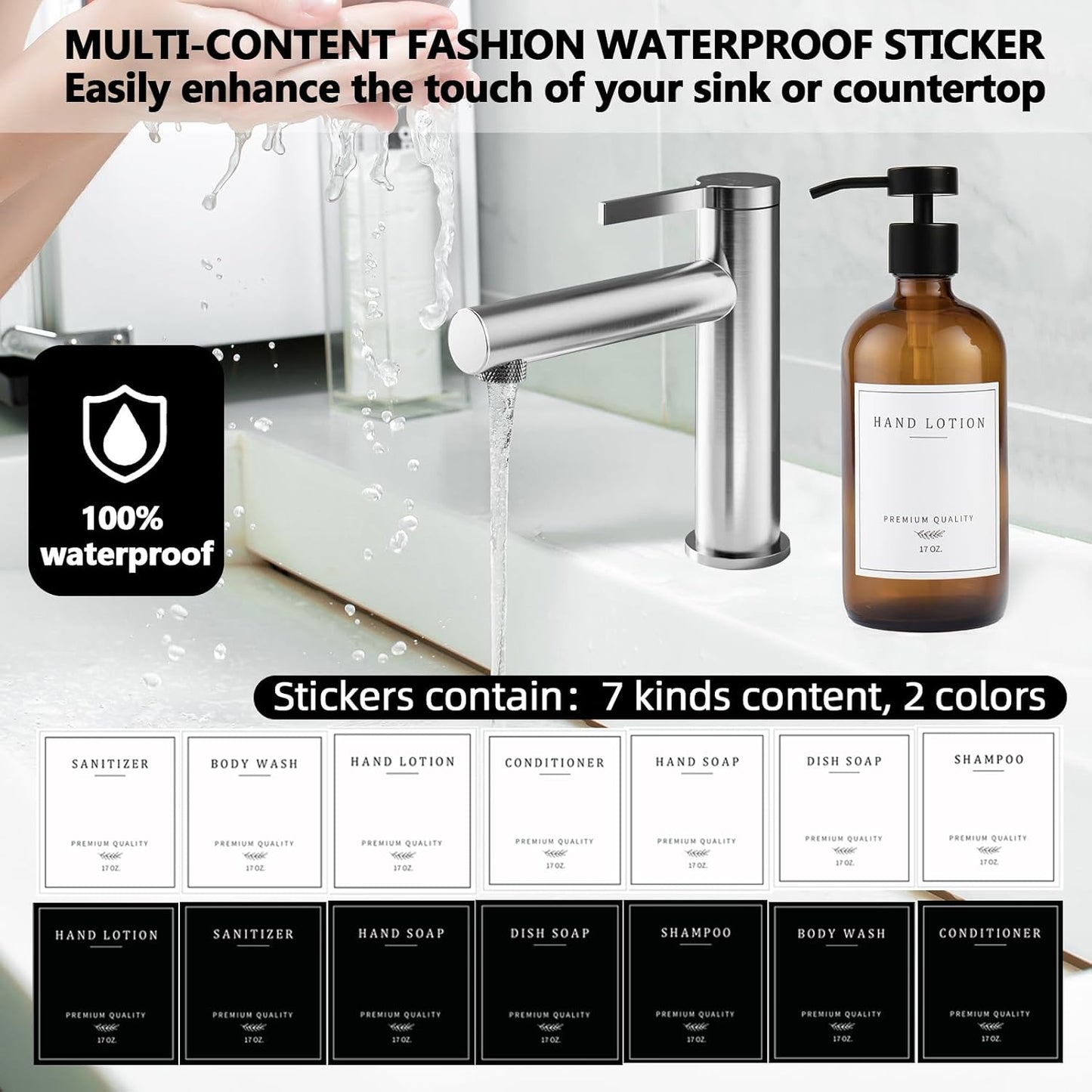 Amber Glass Soap Dispenser - Dish Hand Soap Dispenser for Kitchen, Bathroom Soap Lotion Dispenser