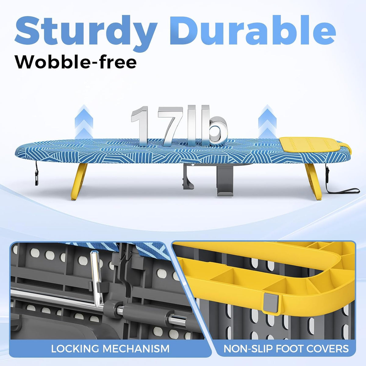 KINGBOARD Tabletop Ironing Board, Small Ironing Board with Iron Holder, Foldable Mini Iron Board