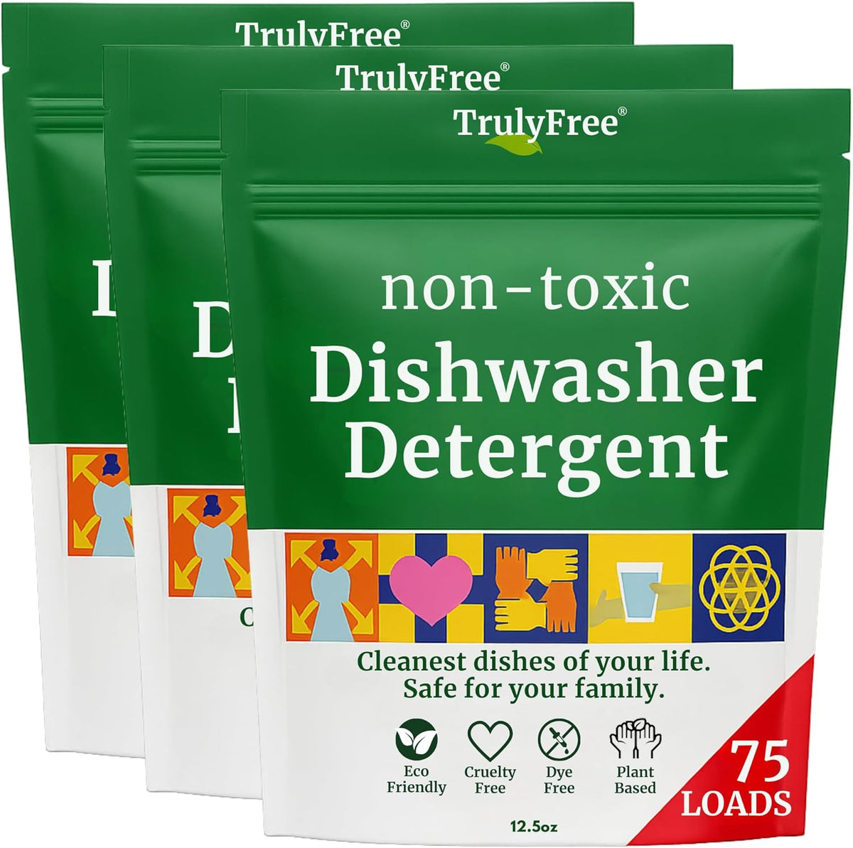 Truly Free Dishwasher Detergent Powder | Natural Dish Detergent, Dishwasher Soap | Plastic Free