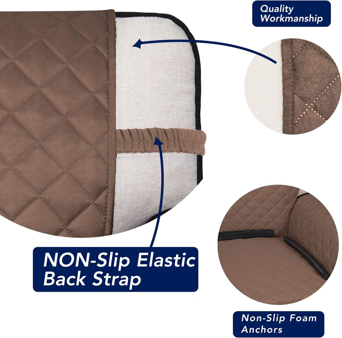PureFit Reversible Quilted Sofa Cover, Water Resistant Slipcover Furniture Protector, Washable