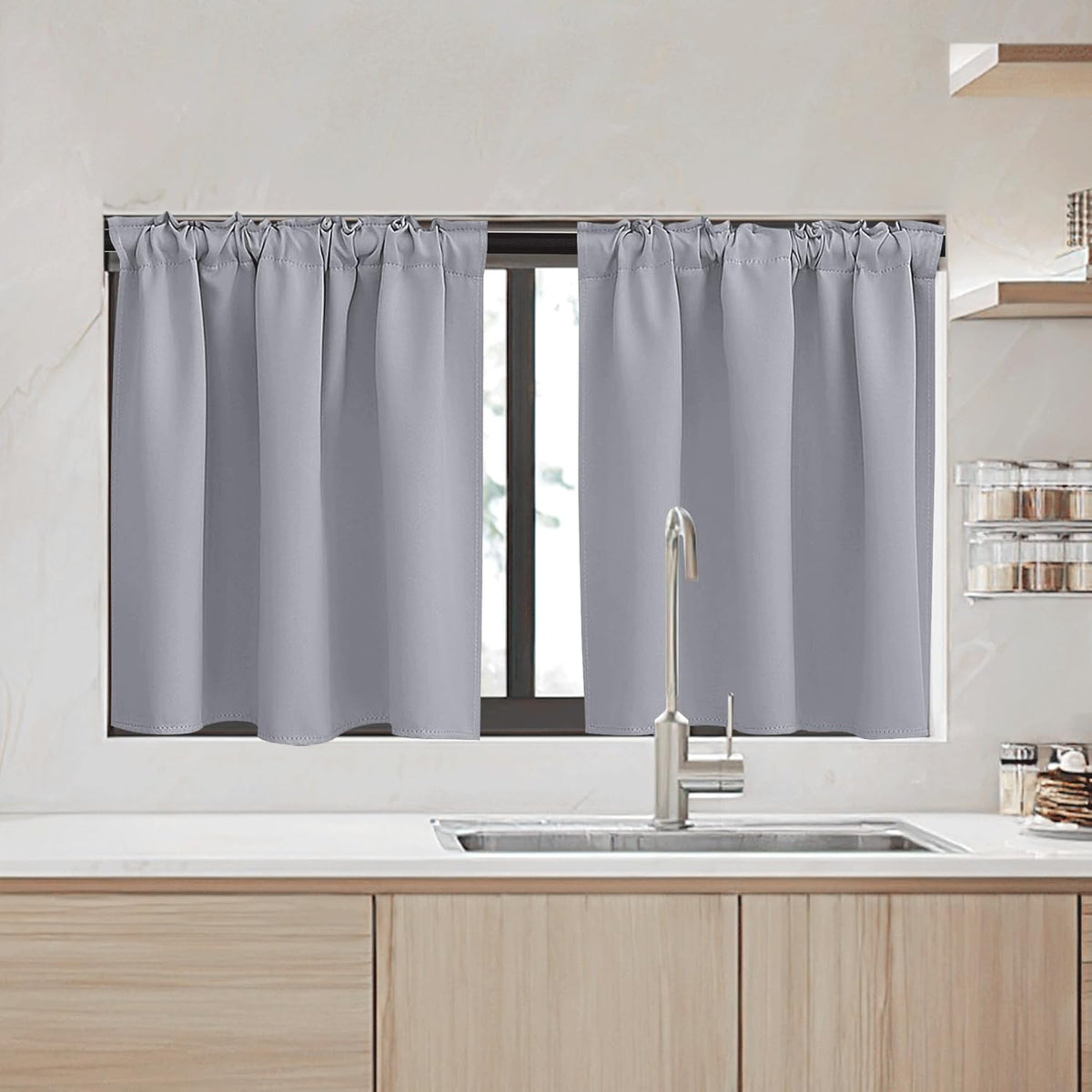 RYB HOME Small Window Curtains - Blackout Insualting Privacy Curtains for Kids Bedroom Kitchen