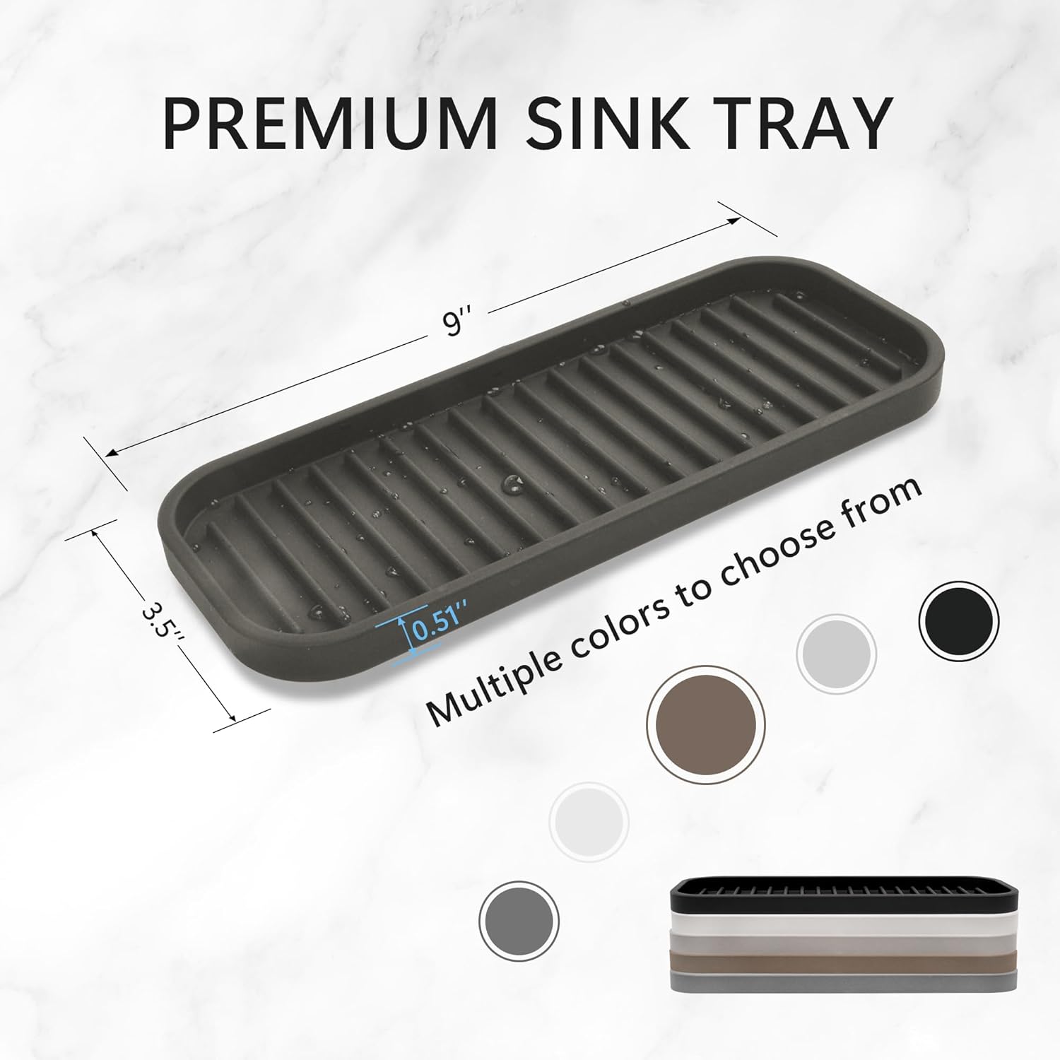 Gosmol Silicone Sponge Holder Kitchen Sink Organizer Tray Dish Caddy Soap Dispenser, Scrubber Spoon